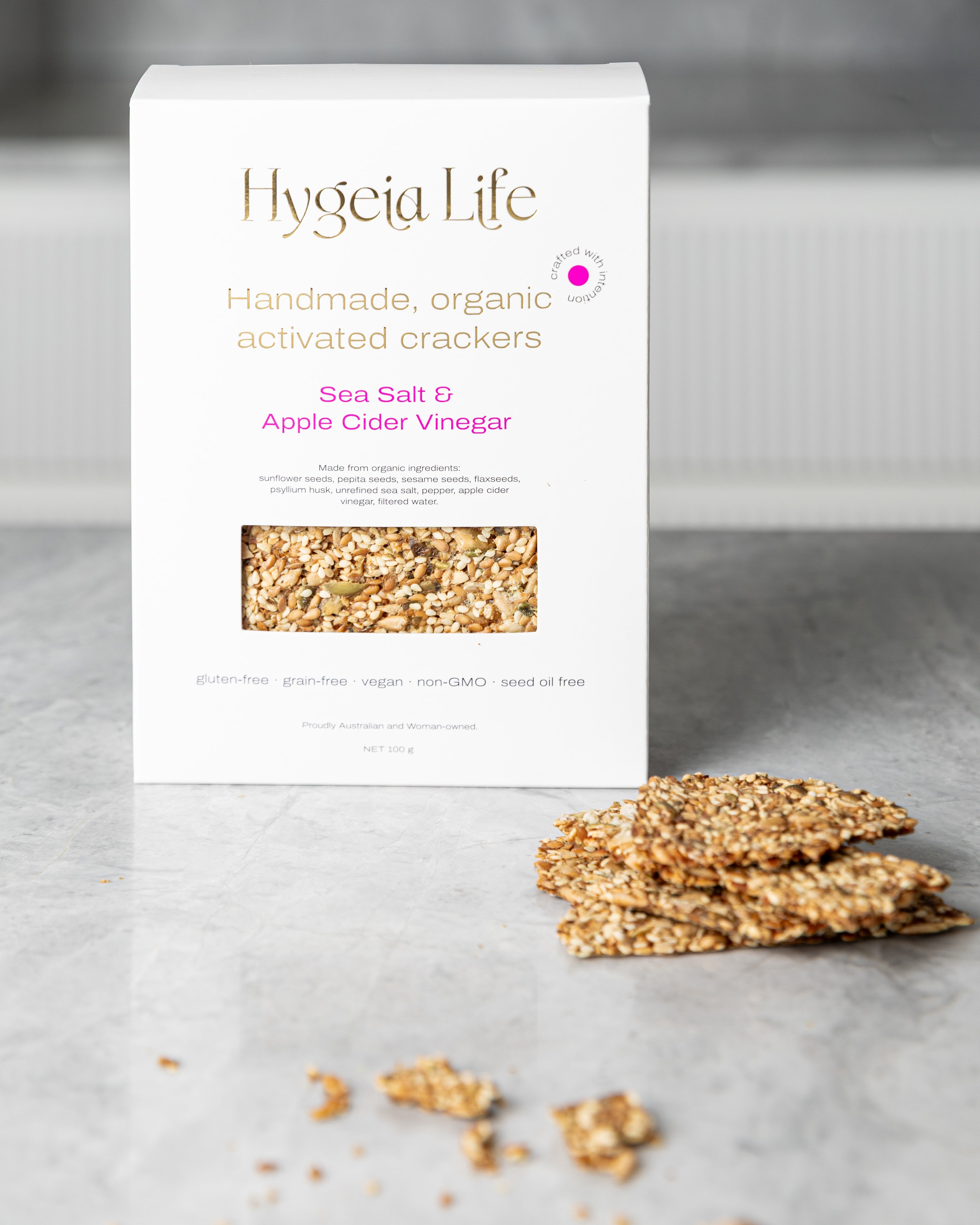 Organic Gluten-Free Activated Seeded Crackers | Salt & Vinegar